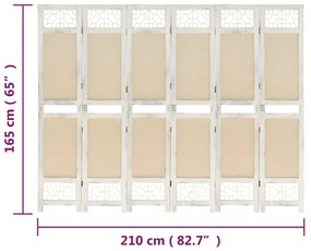 vidaXL Διαχωριστικό Δωματίου με 6 Πάνελ Κρεμ 210 x 165 εκ. Υφασμάτινο