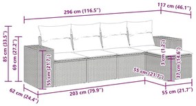 Σετ Καναπέ Κήπου 5 τεμ. Μπεζ Συνθετικό Ρατάν με Μαξιλάρι - Μπεζ