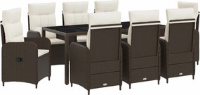 vidaXL Σετ Εξωτερικής Τραπέζης 9 pcs Καφέ και Κρέμα Λευκό