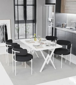 Stewehome Μοντέρνο Σετ Τραπεζαρίας με Μαύρες Καρέκλες & Λευκή Βάση λευκό 120x80x75 cm