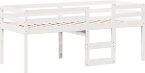 vidaXL Κρεβάτι Υπερυψωμένο με Οροφή Λευκό 90x190 εκ. Μασίφ Ξύλο Πεύκου