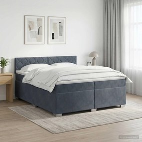 vidaXL Κρεβάτι box spring με στρώμα Σκούρο Γκρι 200 x 200 cm Βελούδο