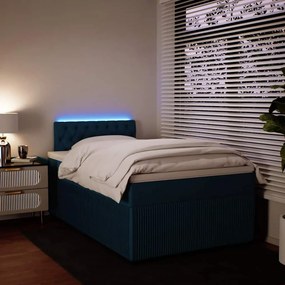 vidaXL Κρεβάτι Boxspring με Στρώμα Μπλε 120x190 εκ. Βελούδινο