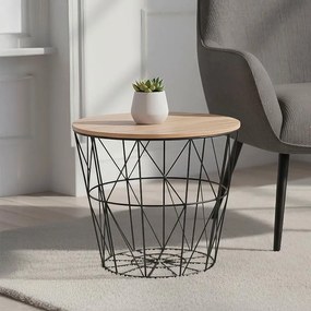 Βοηθητικό τραπέζι σαλονιού Jacot oak-μαύρο Φ38x30,5εκ 38x38x30.5 εκ.