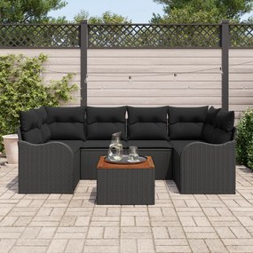 vidaXL Σετ καναπέ κήπου 7 pcs Μαύρο Κανονικό Ρατάν και ξύλο