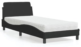 vidaXL Κρεβάτι με Στρώμα Μαύρο 90x200 εκ. Βελούδινο