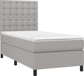 vidaXL Κρεβάτι Boxspring με Στρώμα &amp; LED Αν.Γκρι 80x200 εκ. Υφασμάτινο