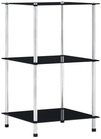 vidaXL Ράφι Διαφανές 3 Επιπέδων Μαύρο 40 x 40 x 67 εκ από Ψημένο Γυαλί