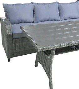 Σαλόνι Flashy σετ 3τμχ ύφασμα ανθρακί-rattan ανθρακί 236x68x74 εκ.