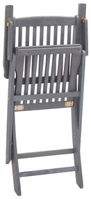 Καρέκλες Εξωτ. Χώρου Πτυσσόμενες 2 τεμ Ξύλο Ακακίας &amp; Μαξιλάρια - Ανθρακί