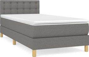 vidaXL Κρεβάτι Boxspring με Στρώμα Σκούρο Γκρι 90x190 εκ. Υφασμάτινο