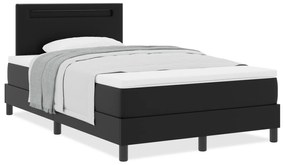 vidaXL Κρεβάτι με ελατήριο και στρώμα Μαύρο 120x200 εκ Δερματίνης