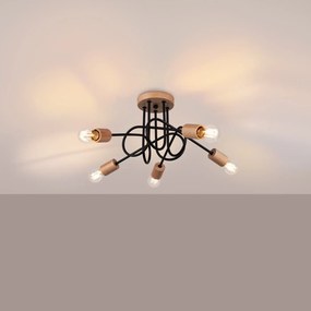 Φωτιστικό οροφής EMBER 5/χάλυβας/ξύλο/5xmax 15W LED