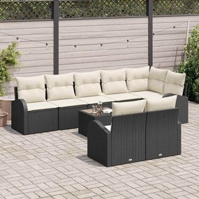 vidaXL Σετ Καναπέ Κήπου 9 pcs Μαύρο και Λευκό συνθετικό ρατάν