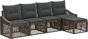 vidaXL Σετ Καναπέ Κήπου 5 pcs Γκρι συνθετικό ρατάν