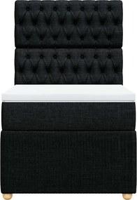 vidaXL Κρεβάτι Boxspring με Στρώμα Μαύρο 90x200 εκ. Υφασμάτινο