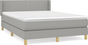 vidaXL Κρεβάτι Boxspring με Στρώμα Ανοιχτό Γκρι 140x200 εκ. Υφασμάτινο
