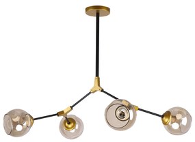 KQ 51454/4 CONELLY BLACK, BRASS AND HONEY PENDANT Ζ3 HOMELIGHTING 77-8105