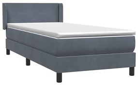 Box Spring Κρεβάτι με στρώμα Σκούρο γκρι 80x210 εκ. Βελούδινο - Γκρι