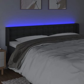 Κεφαλάρι Κρεβατιού LED Μαύρο 203x16x78/88 εκ. Συνθετ. Δέρμα 3123344