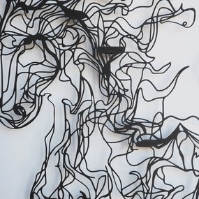 Decorative Metal Wall Accessory Metal Horse Line Art - APT724 Black