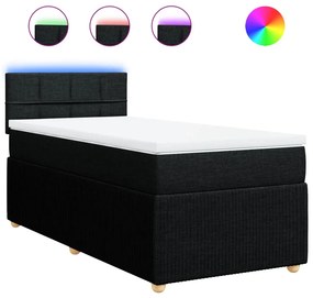 vidaXL Κρεβάτι Boxspring με Στρώμα Μαύρο 90x200 εκ. Υφασμάτινο