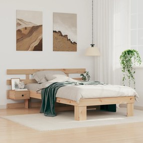 vidaXL Σκελετός Κρεβατιού Καφέ 90 x 190 cm Μασίφ ξύλο πεύκου