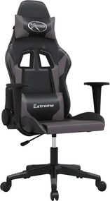 vidaXL Καρέκλα Gaming Μαύρο/Γκρι από Συνθετικό Δέρμα