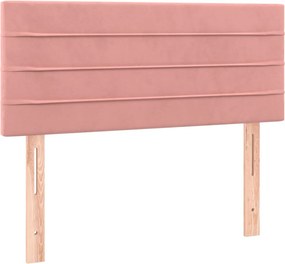 vidaXL Κρεβάτι Boxspring με Στρώμα Ροζ 90x190 εκ. Βελούδινο