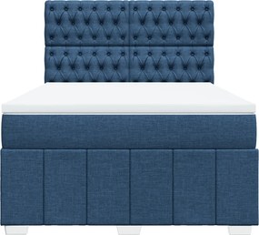 vidaXL Κρεβάτι Boxspring με Στρώμα Μπλε 140x200 εκ. Υφασμάτινο