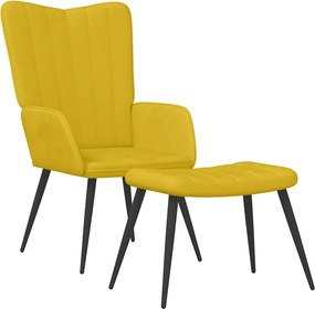 vidaXL Πολυθρόνα Relax Κίτρινη Μουσταρδί Βελούδινη με Σκαμπό