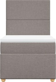 vidaXL Κρεβάτι Boxspring με Στρώμα Taupe 100 x 200 εκ. Υφασμάτινο