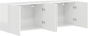 vidaXL Ντουλάπι Τηλεόρασης Τοίχου 2 pcs Υψηλής γυαλάδας λευκό