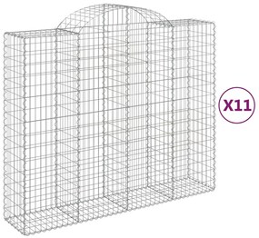 vidaXL Συρματοκιβώτια Τοξωτά 11 τεμ. 200x50x160/180 εκ. Γαλβαν. Ατσάλι