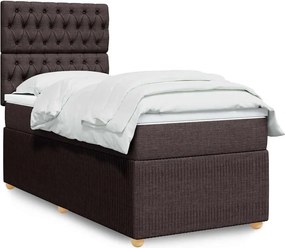vidaXL Κρεβάτι Boxspring με Στρώμα Σκούρο Καφέ 100x200 εκ. Υφασμάτινο