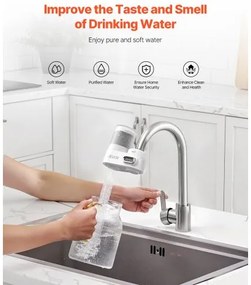 VEVOR Faucet Mount Water Filters Sink Water Purifier for Kitchen White Vertical