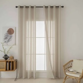 Beauty Home Κουρτίνα γάζα μονόχρωμη με 8 μεταλλικούς κρίκους Fit Art 8447 140x270 Μπεζ
