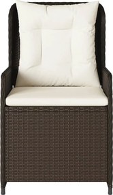 vidaXL Καρέκλες Κήπου Ανακλινόμενες 2 τεμ. Καφέ Συνθ. Ρατάν