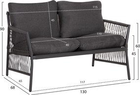 ΣΕΤ ΣΑΛΟΝΙ ΕΞ.ΧΩΡΟΥ 4 ΘΕΣΕΩΝ DEANDRA HM6507.01 ΜΕΤΑΛΛΟ &amp; ΜΑΞΙΛΑΡΙΑ ΣΕ ΓΚΡΙ