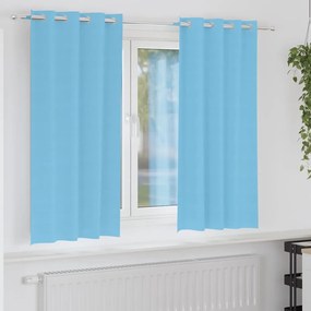 vidaXL Κουρτίνες με κουρτίνες 2 pcs Γαλάζιο Πολυεστέρας