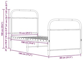 ΠΛΑΙΣΙΟ ΚΡΕΒΑΤΙΟΥ ΧΩΡ. ΣΤΡΩΜΑ SONOMA ΔΡΥΣ 75X190ΕΚ ΕΠΕΞ. ΞΥΛΟ 4100266