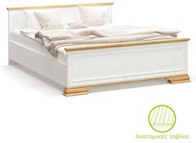 Κρεβάτι διπλό Jaden pakoworld golden oak-λευκό antique 160x200εκ - 173-000023