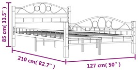 Πλαίσιο Κρεβατιού Μαύρο 120 x 200 εκ. Μεταλλικό - Μαύρο