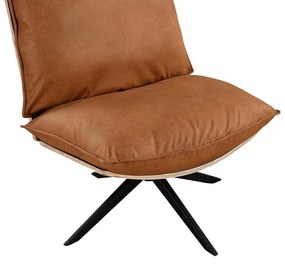 Πολυθρόνα Riverton 642, Καφέ, 95x77x84cm, Οικολογικό δέρμα, Πόδια: Μεταλλικά