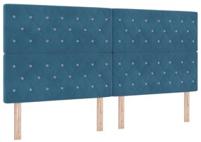 vidaXL Κρεβάτι Σκελετός Σκούρο Μπλε 200x200 εκ. Βελούδο