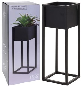 H&S Collection Home&Styling Γλάστρα Λουλουδιών Μαύρη 60 εκ. με Μεταλλική Βάση