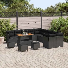 vidaXL Σετ Καναπέ Κήπου με μαξιλάρι 14 pcs Μαύρο 110 x 55 x 71 εκ