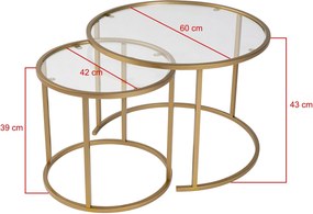 Σετ Τραπεζιών Σαλονιού Χρυσό DUMOR 60x60x43