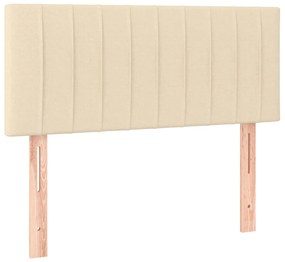 vidaXL Κρεβάτι Boxspring με Στρώμα Κρεμ 90x190 εκ.Υφασμάτινο