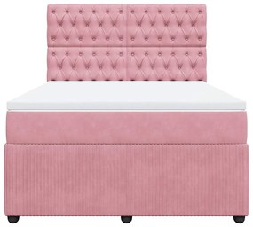 vidaXL Κρεβάτι Boxspring με Στρώμα Ροζ 140x190 εκ. Βελούδινο